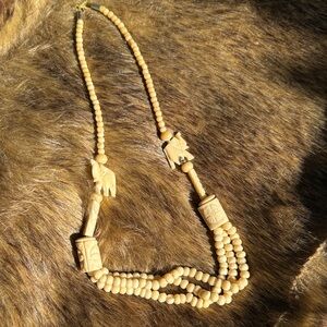 Handcrafted Bones Elefant Beaded Necklace